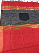 Load image into Gallery viewer, Beautiful Red Black Tussar Silk Saree Sari I Bhagalpuri Handwoven sari I Chanchal bringing art to life
