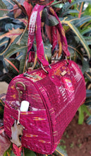 Load image into Gallery viewer, Gorgeous golden maroon multicolor Kantha Ikat handcrafted silk duffle bag I Chanchal bringing art to life 