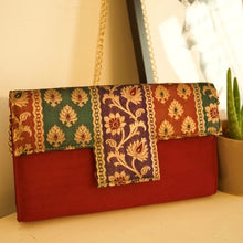 Load image into Gallery viewer, Maroon Silk Statement Clutches Chanchal fashion sustainable fashion brands in Bangalore
