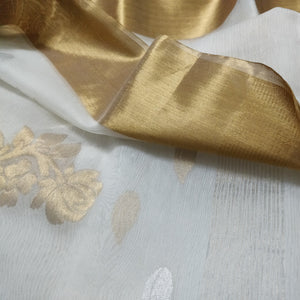 Classy ivory zari cotton silk handloom saree I Chanchal bringing art to life