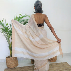 Best selling, Naturally Dyed Beige Cotton Saree, gorgeous. elegant, handloom, festive wear, Durga puja, Ganapati, office wear, ethnic collection, traditional dress, beautiful, classy, simple, summer, comfortable, soft, Chanchal bringing art to life.