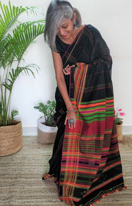 Elegant beautiful handloom black cotton saree I Chanchal bringing art to life