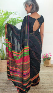 Gorgeous beautiful handloom black cotton saree I Chanchal bringing art to life