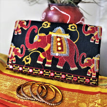 Load image into Gallery viewer, Haathi Silk Clutch - Red