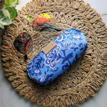 Load image into Gallery viewer, blue cases sunglass cases red cases trendy sunglass cover classy cover cruelty free pouches pouches block print cover aesthetic cover handmade cover handicraft covers handicraft pouches cotton cover chanchal student cover spectacle cover spectacle pouch vintage pouch flower print