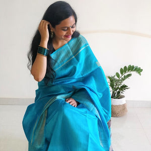Blue grey tussar silk saree I bhagalpuri handloom sari I made in india I chanchal bringing art to life