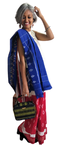 elegant blue dongria cotton handloom saree I Chanchal bringing art to life 