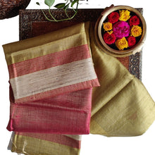 Load image into Gallery viewer, Beautiful golden red tussar silk saree I handloom sari I Chanchal bringing art to life