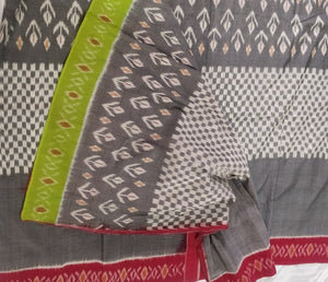gorgeous grey ikkat cotton sari I Handloom collection I Chanchal bringing art to life