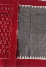 Load image into Gallery viewer, Grey red Saree Ikkat soft cotton Bestselling Chanchal bringing art to life, handloom, Best Sari Made in India 
