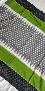 Elegant grey green ikat cotton handloom soft saree I Chanchal bringing art to life