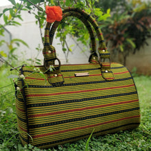 Load image into Gallery viewer, Green Ajrakh Duffle Bag Chanchal Handbag Duffel Sustainable Fashion Made in India