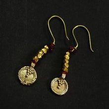 Load image into Gallery viewer, Maroon Golden Antique Dokra Neckpiece Made in India Chanchal fashion jewelry Statement necklace Party Durga Puja Pendant Diwali Gift