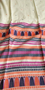 elegant beautiful cream pink dongria cotton handloon saree I Festive sari collection I Chanchal bringing art to life