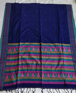 elegant blue dongria cotton saree I Chanchal bringing art to life 