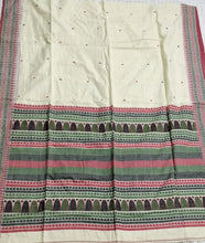 Load image into Gallery viewer, elegant soft cream green dongria cotton handloom saree I Chanchal bringing art to life 