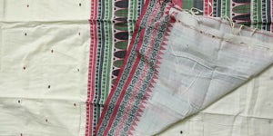 Elegant Beautiful cream green dongria cotton handloom saree I Chanchal bringing art to life 
