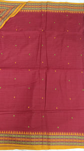  elegant soft maroon handloom dongria cotton saree I Chanchal bringing art to life
