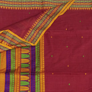 beautiful maroon handloom dongria cotton saree I Chanchal bringing art to life