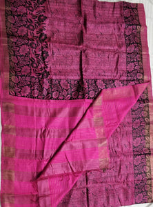 PInk tussar silk madhubani bhagalpuri saree sari Indian ethnic festive wear Chanchal women fashion Indian brand handloom Diwali gift shopping