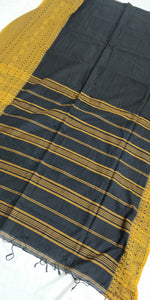 elegant Beautiful black mustard handloom cotton saree I Chanchal bringing art to life