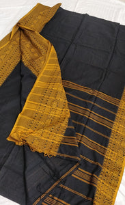Beautiful black mustard handloom cotton saree I Chanchal bringing art to life