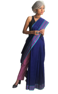 beautiful blue dongria cotton saree I Chanchal bringing art to life 