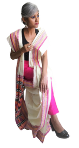 Beautiful cream pink dongria cotton handloon saree I Festive sari collection I Chanchal bringing art to life