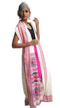 Load image into Gallery viewer, Elegant cream pink dongria cotton handloon saree I Festive sari collection I Chanchal bringing art to life