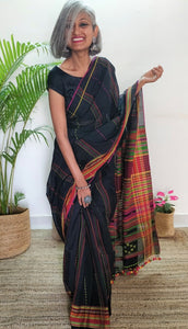 Soft handloom black cotton saree I Chanchal bringing art to life