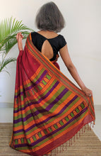 Load image into Gallery viewer, gorgeous maroon handloom dongria cotton saree I Chanchal bringing art to life