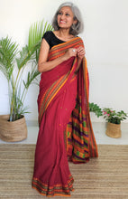 Load image into Gallery viewer, soft ethnic maroon handloom dongria cotton saree I Chanchal bringing art to life