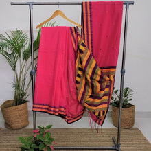 Load image into Gallery viewer, Best Sari, Beautiful, Pink Dongria Cotton Saree, soft, classy,  gorgeous. elegant, handloom, stylist pallu, summer, festive wear, Durga puja, Ganapati, office wear, ethnic collection, traditional dress, Chanchal bringing art to life.