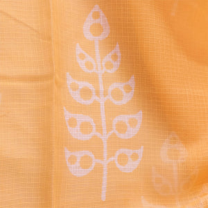 Nargiz ~ Orange-Yellow Hand Block Print Cotton Kota Doria Saree