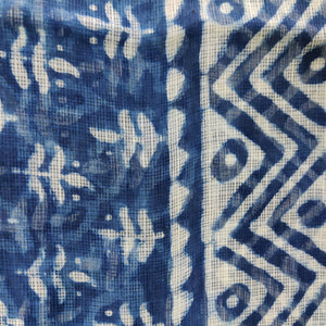 Sadabahar ~ Indigo Blue Hand Block Print Cotton Kota Doria Saree