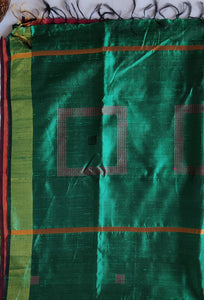 beautiful green Bhagalpuri handloom tussar silk saree I Chanchal bringing art to life
