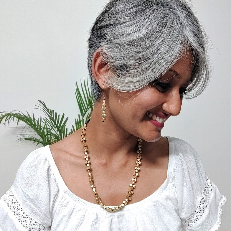 Beautiful golden black Dokra handmade necklace set I Chanchal bringing art to life