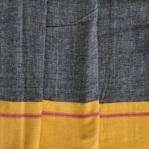 Beautiful soft pure handwoven Grey and Yellow Patteda Anchu Cotton Saree I Chanchal bringing art to life