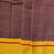 Load image into Gallery viewer, beautiful pure handwoven Red Check Patteda Anchu Cotton Saree I Chanchal bringing art to life