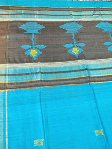 Blue grey tussar silk saree I bhagalpuri handloom sari I made in india I chanchal bringing art to life