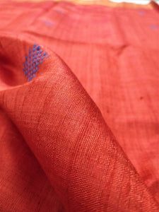gorgeous red blue tussar silk handloom saree I Chanchal bringing art to life