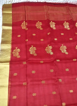 Load image into Gallery viewer, beautiful red golden cotton silk handwoven saree I festive wear sari I Chanchal bringing art to life