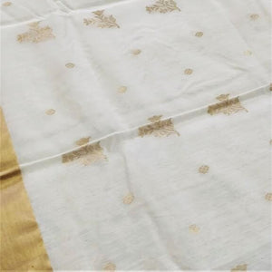 Cream Golden Chanderi Silk Cotton Saree