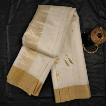 Load image into Gallery viewer, beautiful Golden cream  Chanderi Silk Cotton handloom Saree I Chanchal bringing art to life 