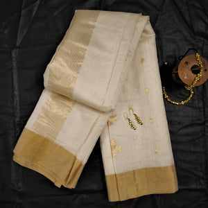 beautiful Golden cream  Chanderi Silk Cotton handloom Saree I Chanchal bringing art to life 
