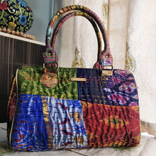 Load image into Gallery viewer, Beautiful multicolor Kantha Ikat handcrafted silk duffle bag I Chanchal bringing art to life 