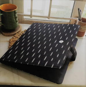 Black Ikkat Ikat Executive folder Office accessories Stationery notebooks notepads vegan cruelty free Chanchal handloom bookmark desk work cover aesthetic handicraft students office goers light weighted classy design