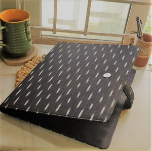 Grey Ikkat Ikat Executive folder Office accessories Stationery notebooks notepads vegan cruelty free Chanchal handloom bookmark desk work cover aesthetic handicraft students office goers light weighted classy design file cover pretty prints