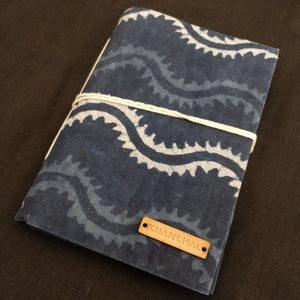 Indigo Blockprint Journal Chanchal Diary Writing Chanchal Journal Diary Notebook Writer Traveller Blockprint inside Big Journal Diary Chanchal handicraft colorful journals folder cover notepad diary writing pad aesthetic classy indigo blue flower print wave print cover block print colourful folders printed diaries stationery 