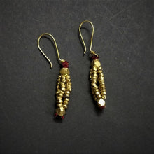 Load image into Gallery viewer, Maroon Dokra brass handcrafted made in India Chanchal Sustainable Ethical design stylish earring 